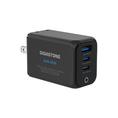 Gigastone 45W GaN氮化鎵三孔快速充電器-黑