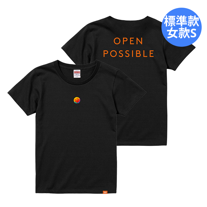 Open Possible標準款logoT(女-黑-S)