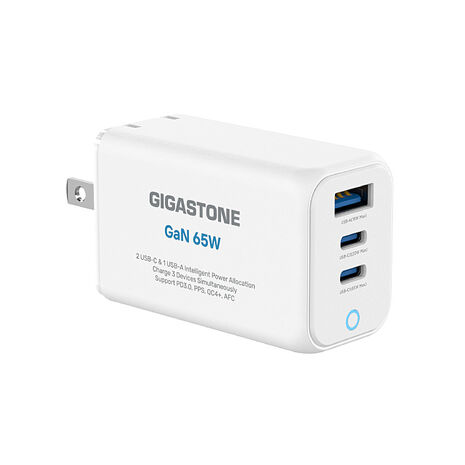 Gigastone 65W GaN氮化鎵三孔極速充電器-白