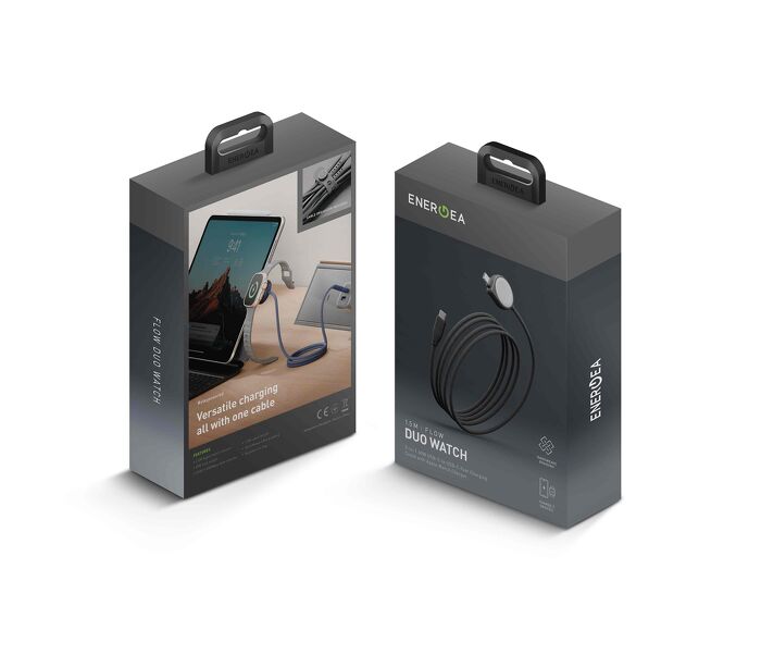 Energea雙USB-C+Apple Watch二合一手錶充電線1.5M-黑