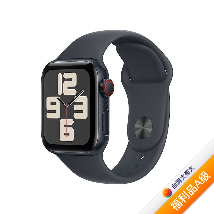 Apple Watch SE 2 LTE版 40mm(S/M)午夜色錶殼配午夜色運動錶帶(MXGC3TA/A)【拆封福利品A級】