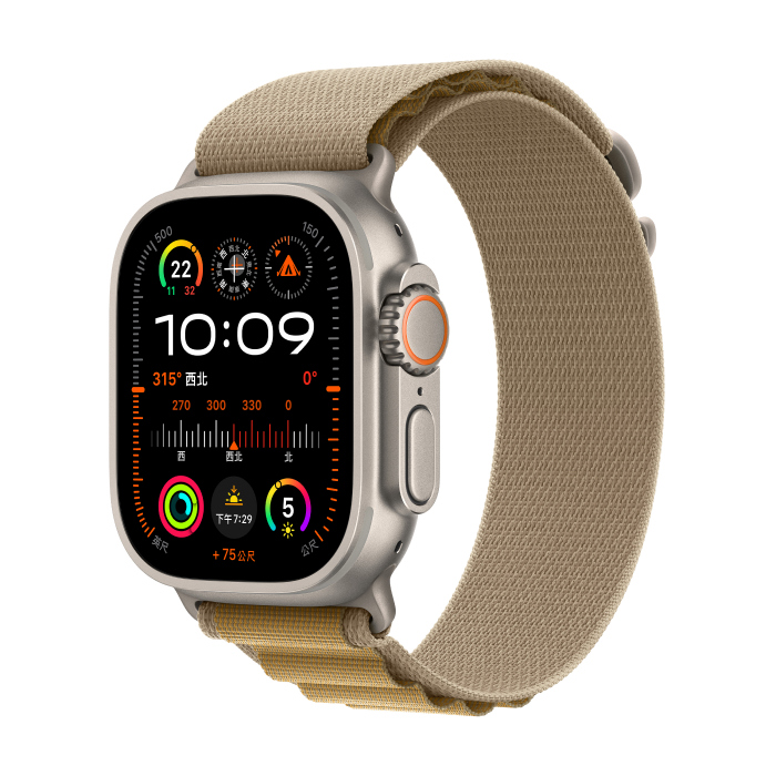 Apple Watch Ultra 2 LTE版 49mm(M)鈦金屬原色錶殼配小麥色高山錶環(MX4F3TA/A)【全新出清品】