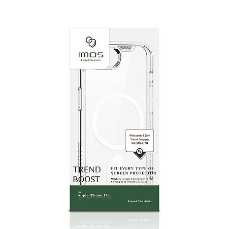 iPhone 17e/16e imos 軍規防摔磁吸保護殼-透明