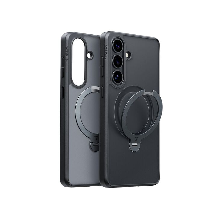 Samsung S26+ TORRAS Ostand Spin磁吸旋轉支架防摔手機殼-霧面黑