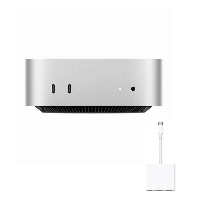 (Apple) Mac mini(M4) 16G/512G (銀)【搭Apple原廠USB-C 數位AV多埠轉接器】