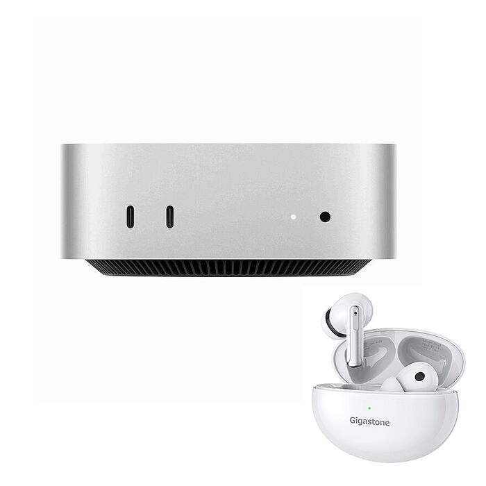 (Apple) Mac mini(M4) 16G/512G (銀)【搭Gigastone True Wireless 真無線降噪藍牙耳機】