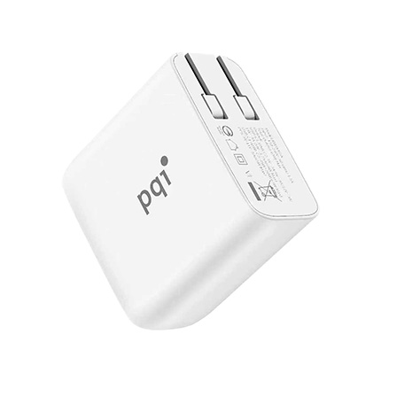 PQI 65W GaN 雙USB-C快速充電器+USB-C to C編織線組合包-白