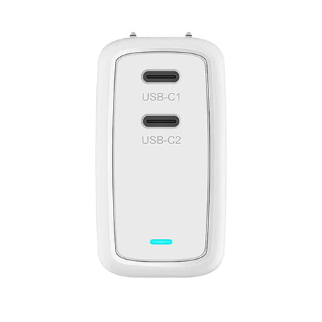 PQI 65W GaN 雙USB-C快速充電器+USB-C to C編織線組合包-白