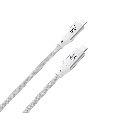 PQI 65W GaN 雙USB-C快速充電器+USB-C to C編織線組合包-白