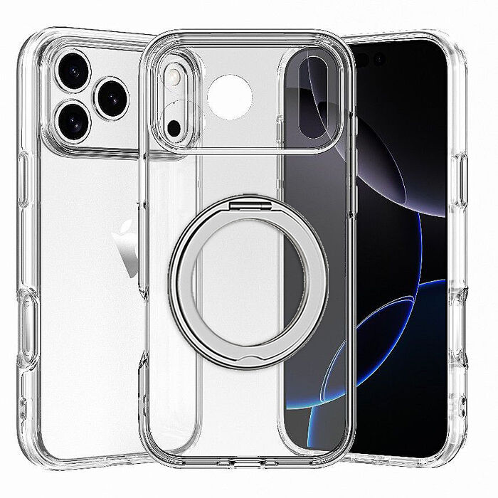iPhone 18 Pro Max/17 Pro Max apbs 軍規防摔精孔旋轉立架磁吸殼-透明