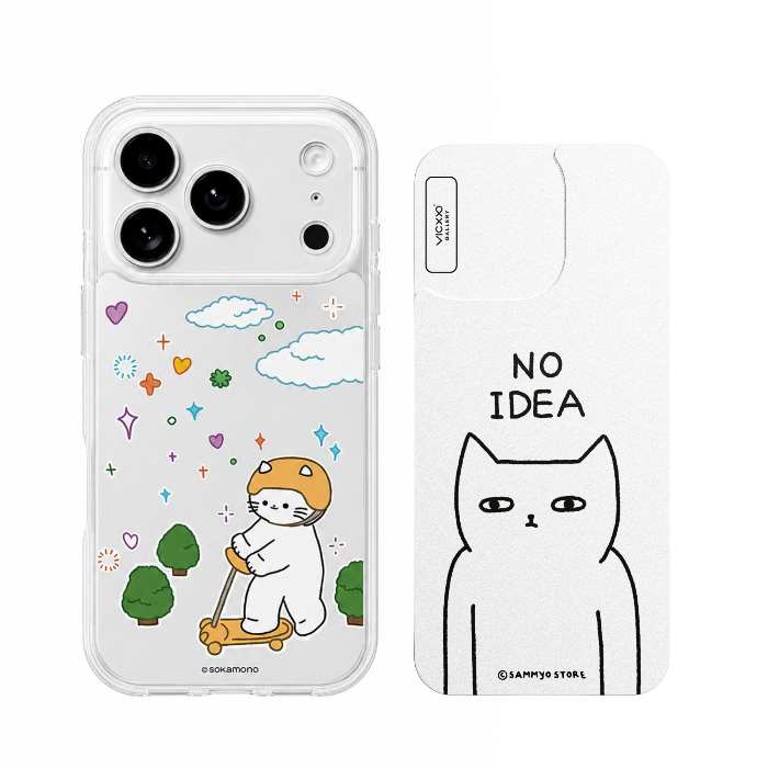 iPhone 18 Pro/17 Pro Vicxxo 磁吸透殼+二款背貼組-我沒靈感貓&Sparkling Day(