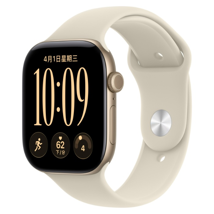 【預購】Apple Watch Series 12 GPS 46mm 淺金色鋁金屬錶殼配沙色錶帶-S/M(MJEN4TA/A)