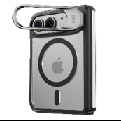 iPhone Duo ESR 巧匯鏡頭支架磁吸殼-黑邊剔透白