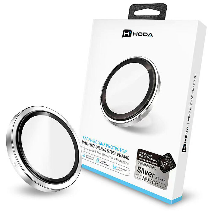 hoda 藍寶石鏡頭保護貼 (iPhone Duo(2鏡))-銀白