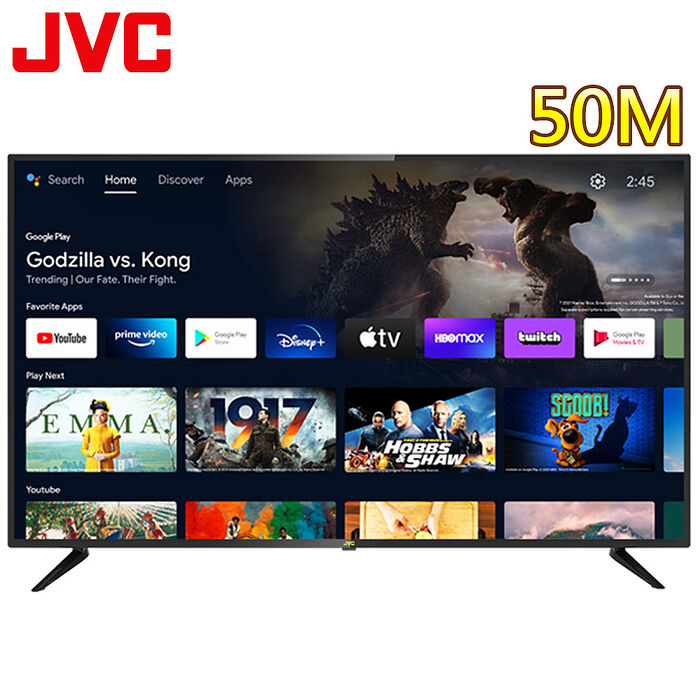 JVC 50吋4K HDR Android TV連網液晶顯示器(50M)智慧電視特賣.