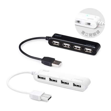 【限時免運】E-books H11 獨立開關4孔USB HUB集線器+電源指示燈(活動)