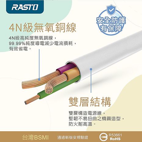【台灣製造】RASTO FE5 五開四插三孔延長線 1.8M(活動)
