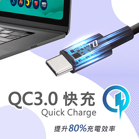 RASTO RX45 TypeC to C高速QC3.0充電傳輸線1.2M(活動)