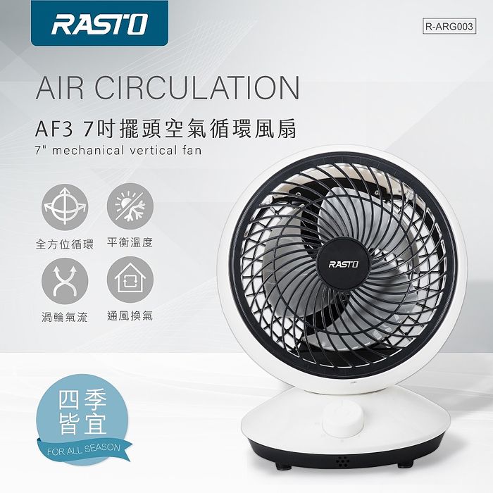 RASTO AF3 7吋擺頭空氣循環風扇(搶購)