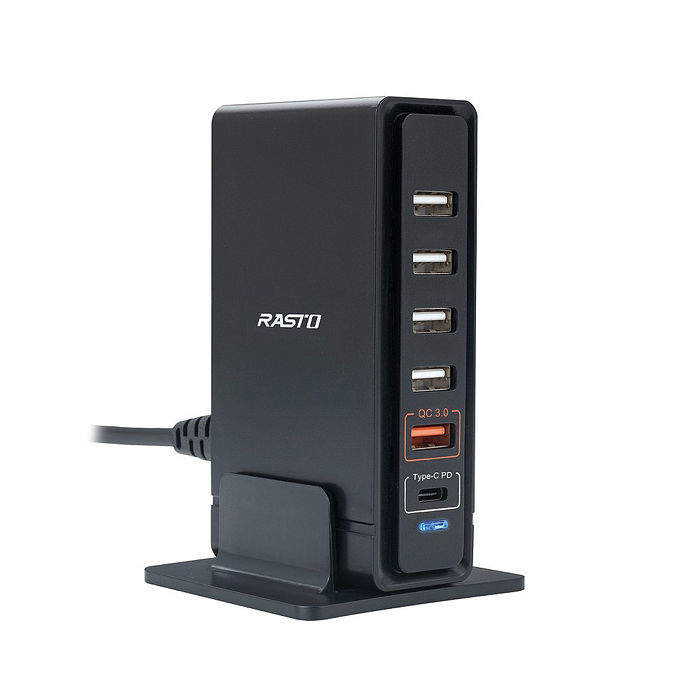 RASTO RB14 40W大功率PD+QC3.0六孔快速充電器(活動)(買就送AtoC充電線1條)