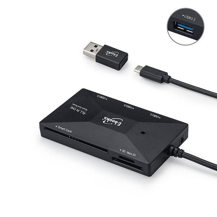 E-books T46 Type C+USB3.2 晶片複合讀卡機+3孔HUB贈USB接頭(活動)