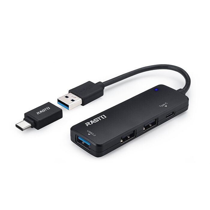 【雙11搶購】RASTO RH9 USB3.2+Type C四孔集線器 贈Type C轉接頭