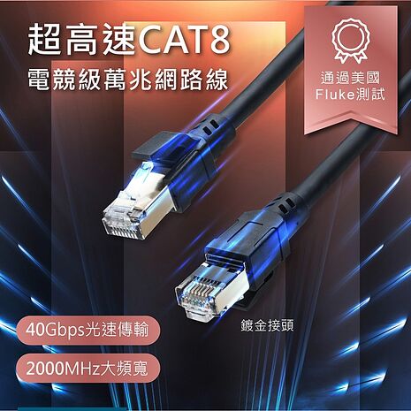 RASTO REC16 超極速 Cat8 鍍金接頭SFTP雙屏蔽網路線-2M