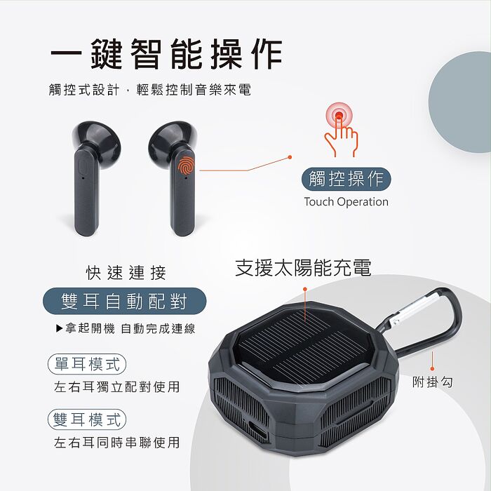 E-books 太陽能款真無線藍牙5.3耳機SS-49_搶購