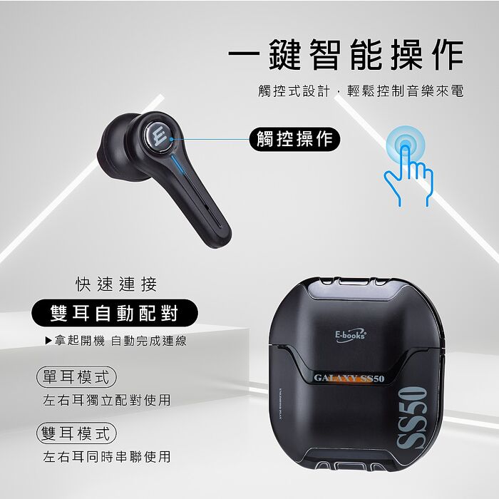 E-books  高階款TWS真無線藍牙5.3耳機SS-50_搶購