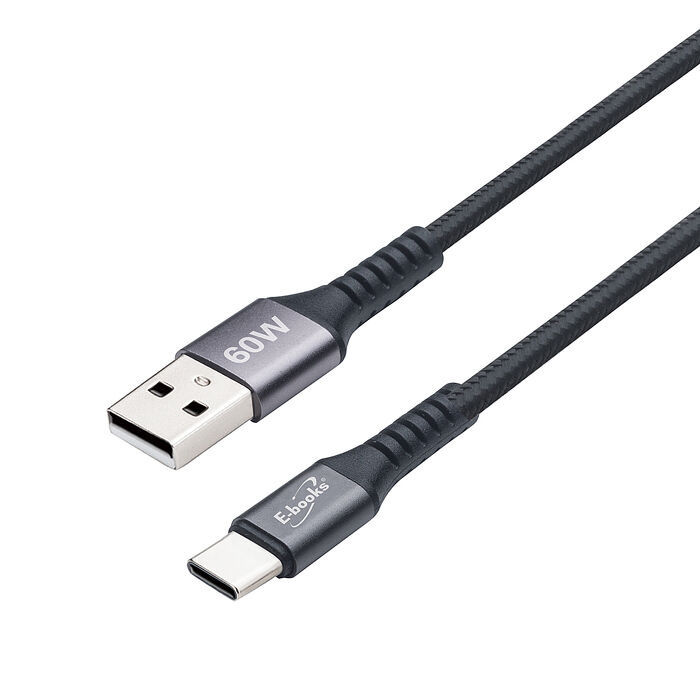 E-books XA41 鋁製USB-A to C 60W充電傳輸線-3M