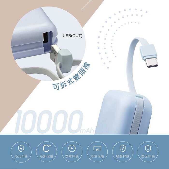 E-books B100 台灣製造 自帶雙線LED數顯20W快充版行動電源