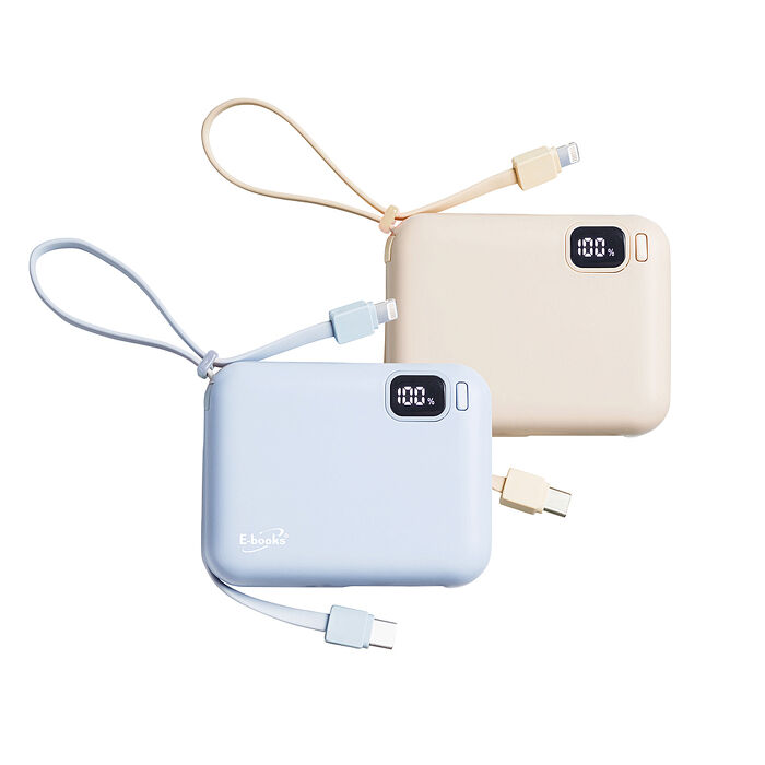 E-books B100 台灣製造 自帶雙線LED數顯20W快充版行動電源
