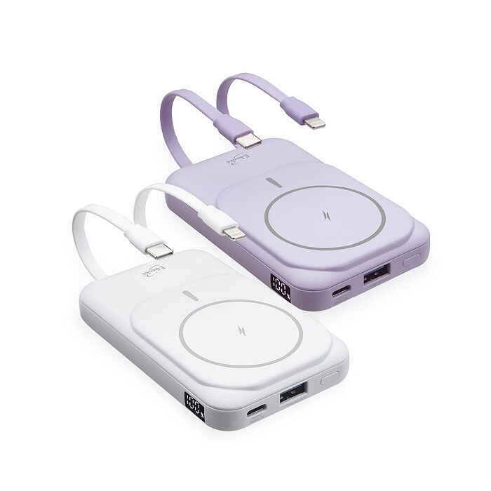 E-books B101磁吸自帶雙線五輸出無線充電快充行動電源(台灣製造)