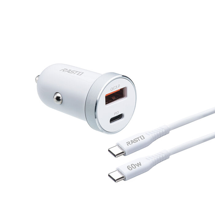 RASTO RB37 車用20W PD+QC 3.0雙孔+60W C to C快充傳輸充電組