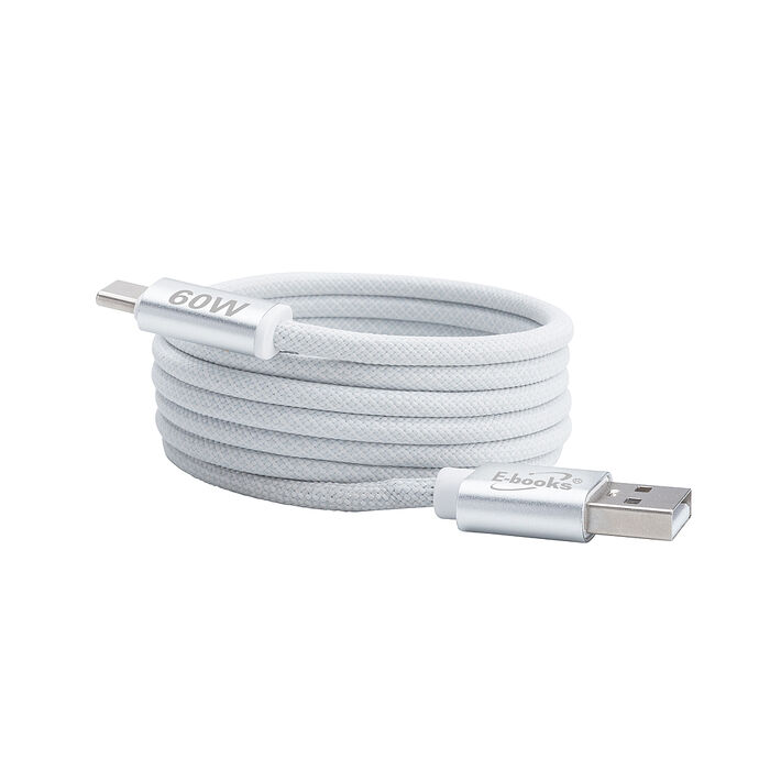 E-books XA46 鋁製 USB-A to C 60W磁吸充電傳輸線-1.2M