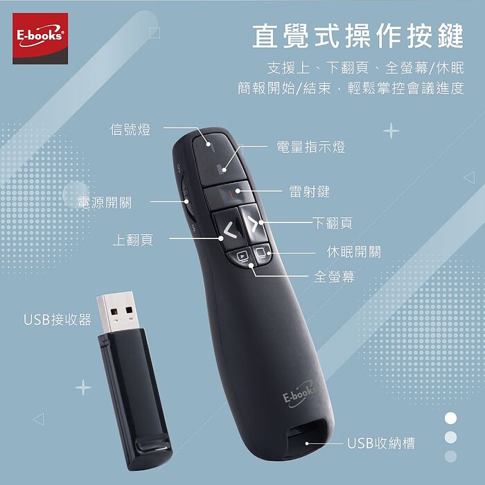 E-books E6 專業級翻頁紅光雷射無線簡報筆