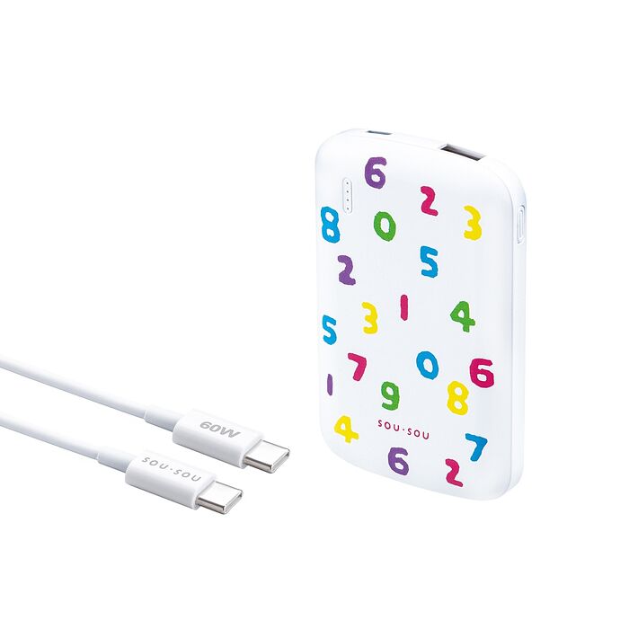 SOU．SOU十數昆 超薄Type C雙輸出行動電源+ 60W CtoC快充傳輸線(買就送AtoC充電線1條)