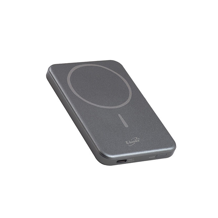 E-books石墨烯技術超薄鋁製磁吸數顯5000mAh行動電源B-123_台灣製造