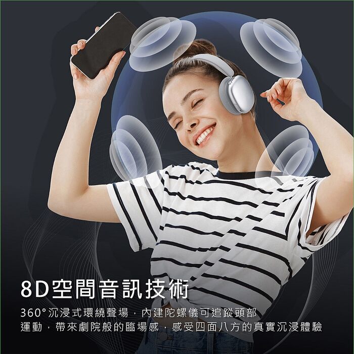 E-books SS69 AI空間音訊360度8D環繞ANC+ENC藍牙6.0頭戴耳機-好禮2選1