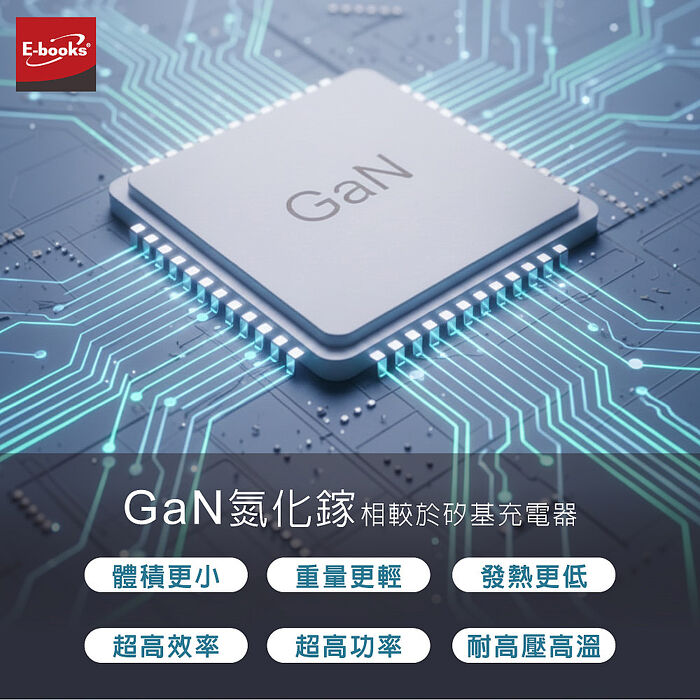 E-books B126 20W 極致超薄GaN智慧穩壓PD+QC3.0快速充電器