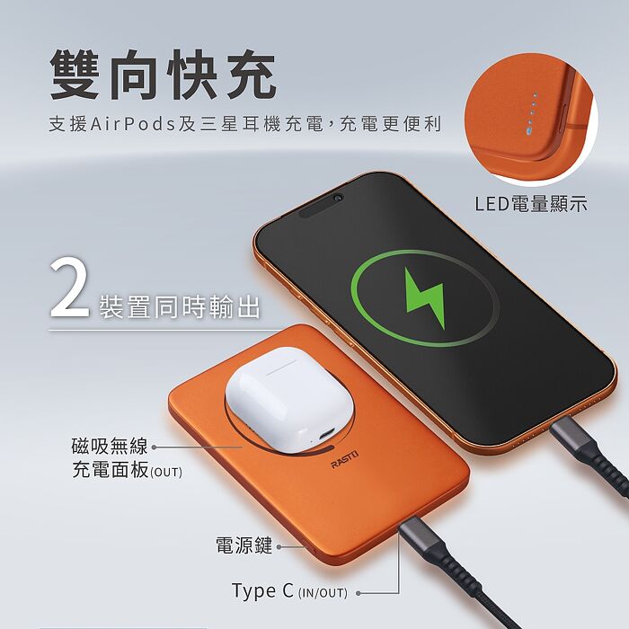 RASTO 羽量極輕薄僅0.69cm磁吸固態行動電源RB-69