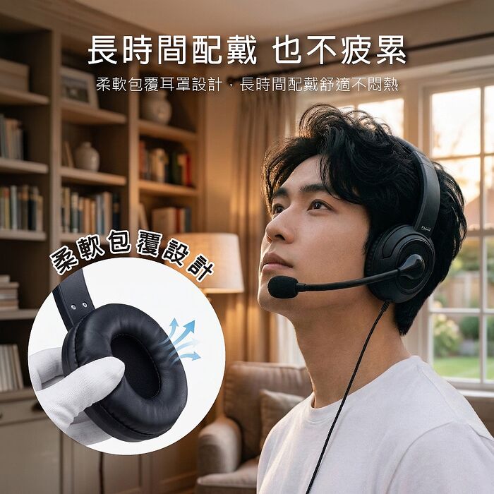 E-books 頭戴式耳機麥克風(贈二轉一3.5mm轉接線)_SS76