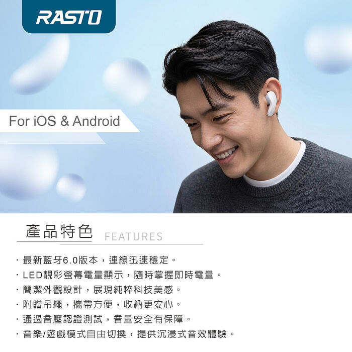 RASTO RS77 LED電量顯示藍牙6.0耳機