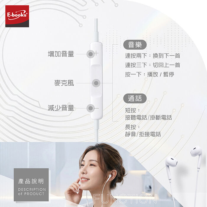 E-books 經典Type C 線控耳機SS-79