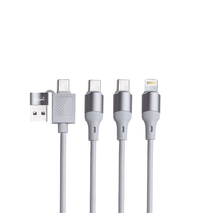 E-books XA78 鋁製五合一多功能USB+Type C+Lightning 60W 快速充電線_台灣製