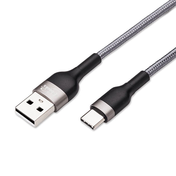 E-books X82 Type C 鋁合金QC 3.0 快充傳輸線1M-灰