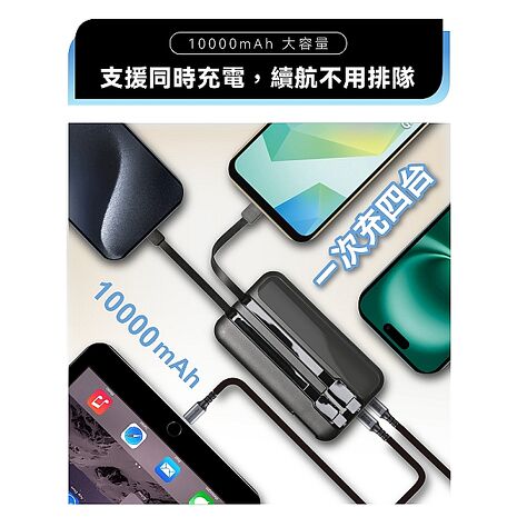 WONDER 多功能旅行插頭帶線快充行動電源10000mAh WA-P16AA