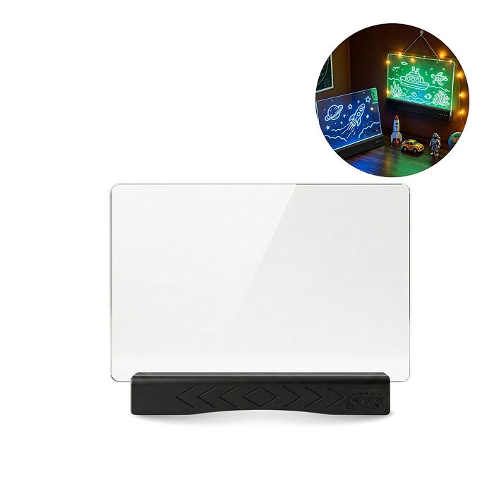 14吋 LED 彩色透明光板 壓克力廣告留言板｜23種燈光模式・兒童塗鴉・店面招牌・氛圍夜燈