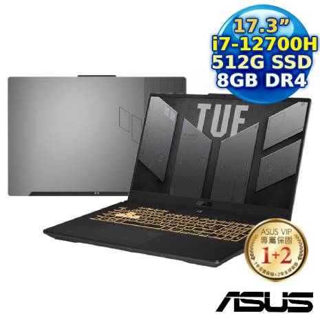 【延保超值組】ASUS TUF Gaming F17 FX707ZV4-0022B12700H (i7-12700H/8G/512G PCIe/RTX 4060/17.3 FHD/W11)