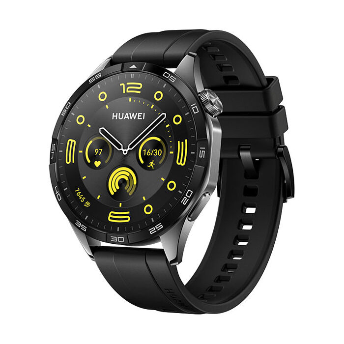 HUAWEI Watch GT4 46mm 活力款-曜石黑 (黑色氟橡膠錶帶)